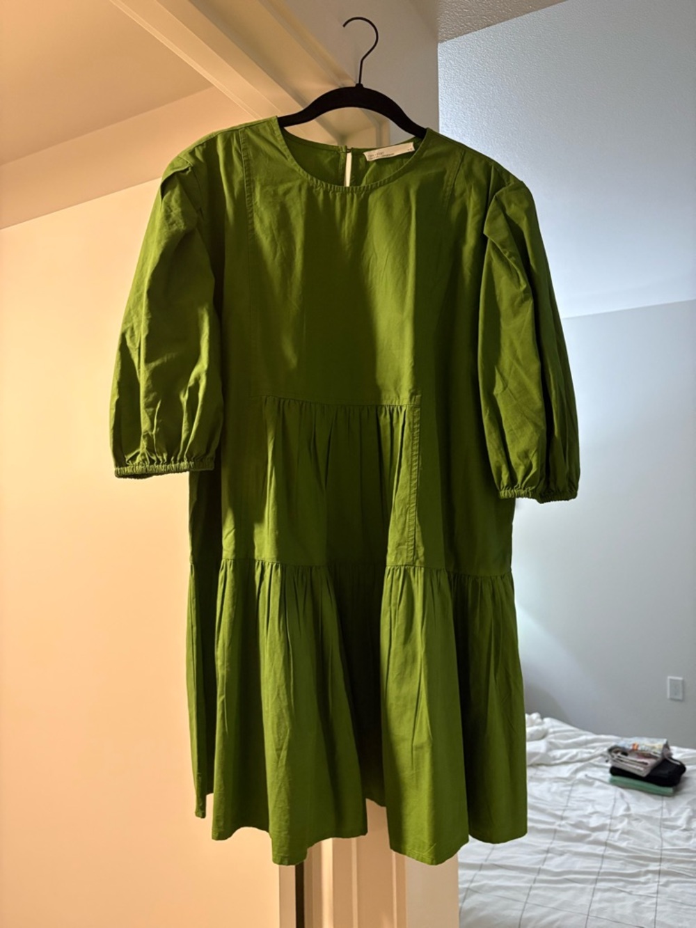 OAK + FORT Lime Green Round-Neck Dress